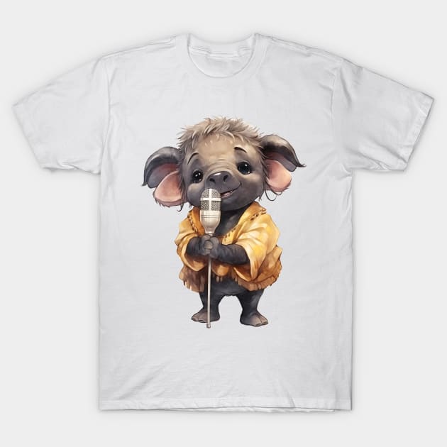 African Cape Buffalo Singing T-Shirt by Chromatic Fusion Studio